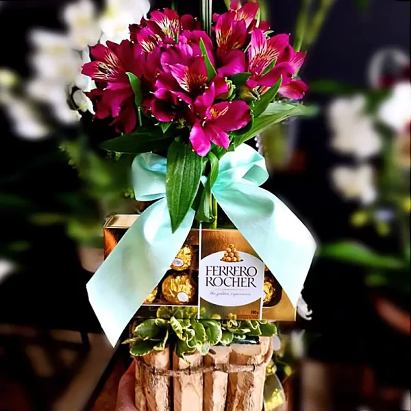 Topearia de Alstroemérias + Ferrero Rocher